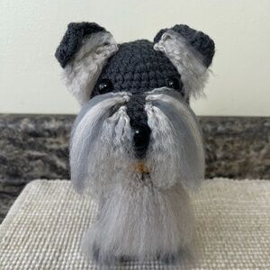 Handmade crocheted Schnauzer dog